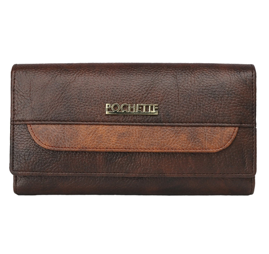 Pochette Tan Striped Wallet(Brown)