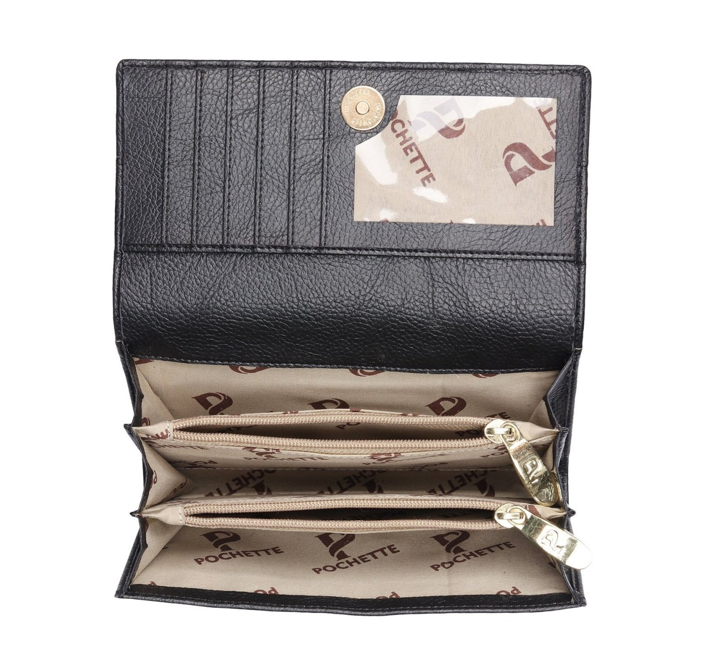 Pochette Tan Striped Wallet(Black)