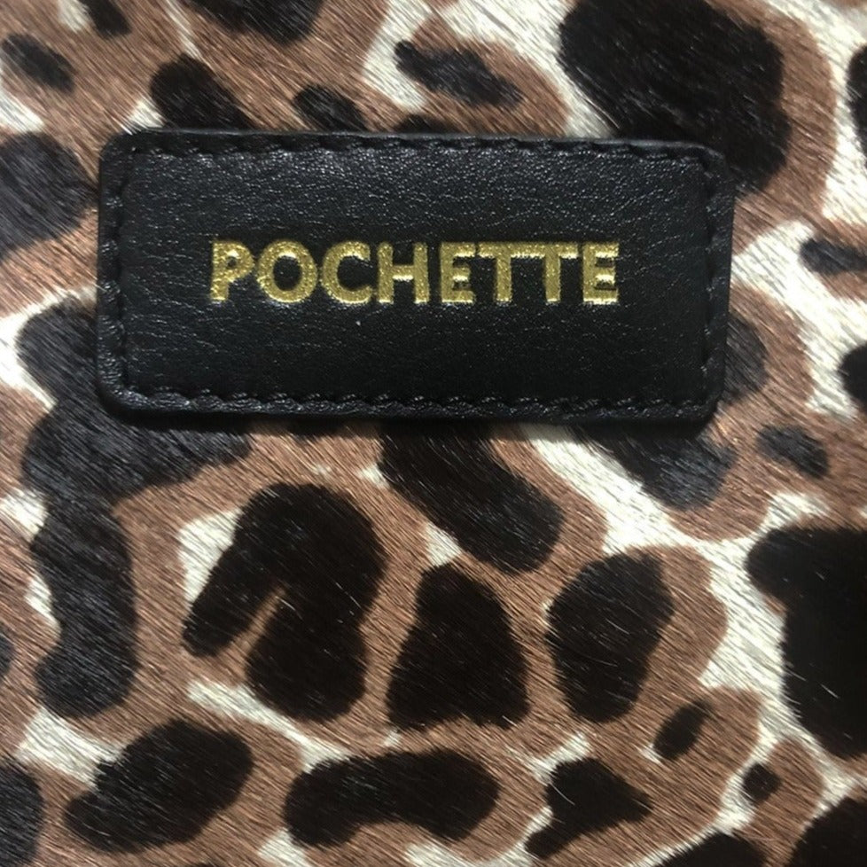 Pochette Half Moon Bag (Brown Cheetah Pattern)-Pure Leather