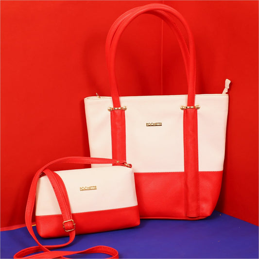 Pochette Red And White Tote (combo) - tote bag shoulder bag